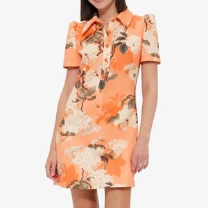 LEO LIN Brooke Mini Dress Hydrangea Print in Tangerine Size 4